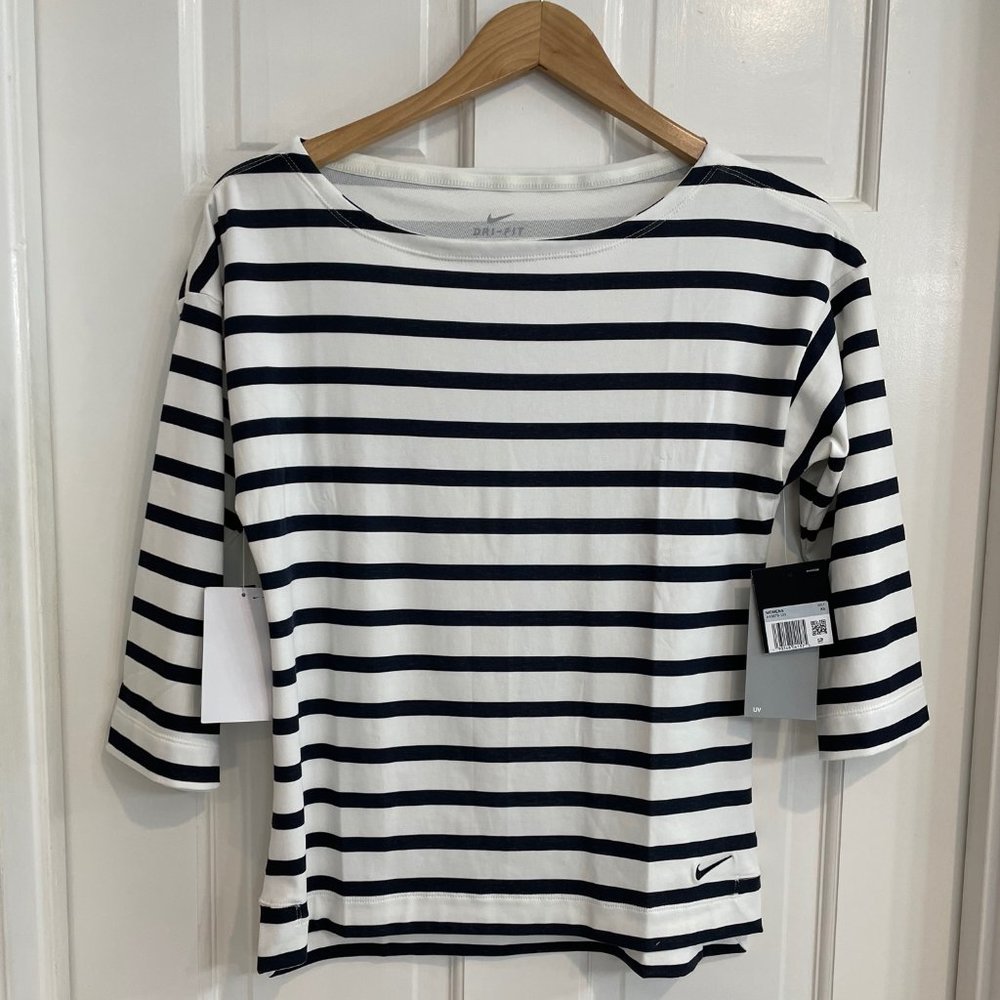 Nike Dri Fit White with Black Stripes XS NWT